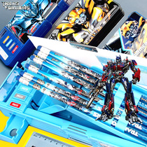 Transformers stationery box elementary school students multifunctional boy plastic pencil box Children boy cartoon Korean creative