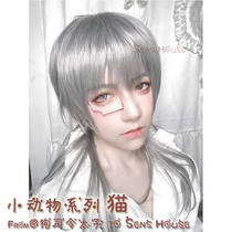 SensHouse=Small animal series Cat=Light gray juvenile wig smearing gay hair High temperature silk cos