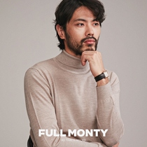 FULL MONTY turtleneck sweater apricot round neck cardigan mens base shirt pure wool sweater Autumn Winter