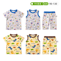 Summer childrens set boys and girls thin sets baby cotton vest T-shirt Capri pants set MK home