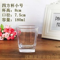 Glass Transparent water cup Whiskey cup Beer cup Liquor cup Teacup Square octagonal cup thickened heat-resistant