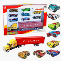Alloy container truck physical sliding car set combination boy alloy toy car