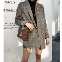 Sandro Moscoloni wool coat womens 2021 winter new loose retro plaid woolen coat trend