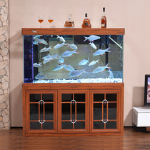 Yujule ultra-white glass fish tank aquarium Medium-sized 1 2 meters bottom filter solid wood landscaping living room Arowana tank