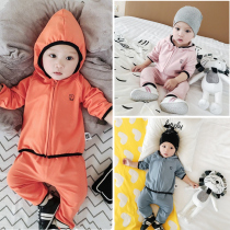 Baby spring and autumn suit 0-1 years old hooded can open the file for boys and girls baby 3-6-9-12 months Childrens clothing