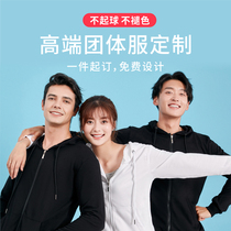 Team building work clothes hooded jacket Autumn and winter reunion clothes Cultural shirt zipper sweater custom printed logo to map