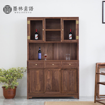 New Chinese style elm solid wood sideboard black walnut wine cabinet cupboard cabinet modern minimalist furniture tea cabinet locker