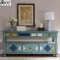 American Solid Wood Painting Portrait Cabinet Mediterranean Retro Draw Cabinet Classical Meal Cabinet European Small TV Cabinet