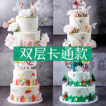 Double layer cartoon flower fairy cake model simulation 2021 new net red birthday fake cake sample