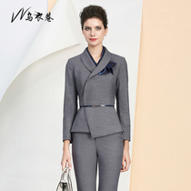 Gray pants dress host professional wear celebrity autumn and winter set temperament fashion manager Sales Office overalls female