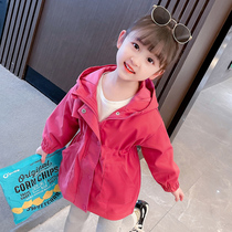 Girls windbreaker coat spring and autumn 2022 new foreign style fashionable Korean version of the middle-length girl baby childrens clothing