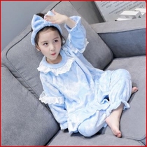 Princess 3 home 4 sets of head children female flange suede aged autumn and winter wear long sleeve baby girl sleepwear suit kid 25