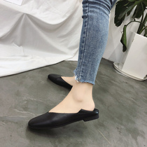 Single shoes women 2021 spring low heels flat bean two wear lazy Joker students Leisure retro new milk shoes