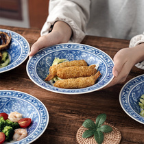 Meitu Japanese imported tableware home retro minimalist plate creative personality 8 5 inch dinner plate set