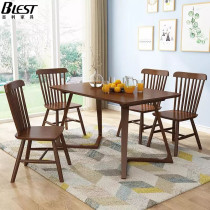 Nordic small-family living room dining table and chair combination household simple whole-solid wood table modern rectangular log table