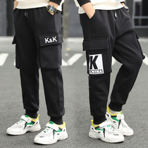 Boys handsome sweatpants 2021 new spring casual boys pants spring and autumn models in large child labor pants tide brand