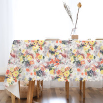 Printed environmental protection hipster meal cloth tpu cotton linen fabric waterproof anti-hot and oil-free tea table rectangular tablecloth