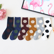 Now South Korea Dongdaemun imported cute big circle spot socks fashion dot color combination wild cotton socks women socks