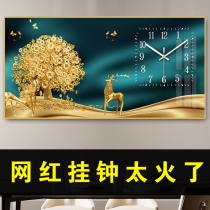Net red clock wall clock living room decoration home rectangular clock Wall fashion light luxury creative restaurant quartz clock