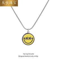 Hip hop fashion brand smile lucky Korean version pendant Smiley face necklace male pendant student simple personality hundred matching jewelry