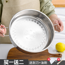 Stainless steel radish cake steaming plate round cold skin Gong Gong deep plate disc hair cake plate Melaleuca cake steaming basin steaming cake plate