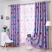 Cartoon lovely shading and heat insulation childrens room window fabric custom field garden short bedroom balcony floating window curtain finished product