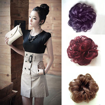 Matte wig Burgundy Hairband female fake floral headdress Hairband small ball purple flower bract head fluffy plate hair bag leather band