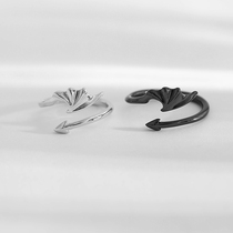 S925 sterling silver angel demon ring a pair of 520 gift couples to ring male and female students personality tail ring live mouth