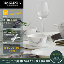 Rsemnia Tangshan Bone Porcelain Dining Bowl single home Porcelain Tableware Noodle Bowl Creative Large Bowl soup Bowl Single Pat