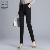 Suit pants female 2021 spring and autumn work occupation straight black high waist small feet thin work nine-point long pants