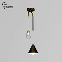 All copper light luxury crystal small chandelier living room background wall simple Nordic bedroom bedside staircase aisle chandelier