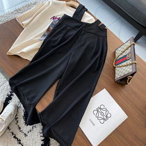 Giant thin wear goddess temperament big long legs retro hanging feeling good wear black strap straight pants two wear