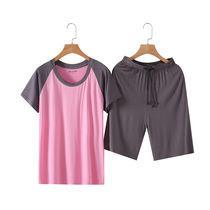 Summer Modal womens short-sleeved shorts suit large size loose thin section T-shirt pajamas loose casual sports home service