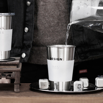 Anti-fall industrial wind stainless steel cup Nordic coffee tea cup anti-fall Office household ins straw Cup