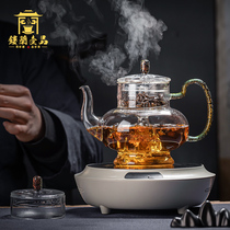 Taiwan Wo water rhyme Palace lamp Heat-resistant glass teapot Steam tea maker Household electric stove Kettle Tea set