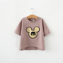 Girls summer clothes T-shirt short sleeve cotton Foreign color 1-3 years old 2hundred tie 4 Korean baby bottoming female baby half sleeve shirt