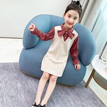 Childrens clothing Girls  autumn dresses New childrens fake two-piece princess dresses Little girl skirts spring and autumn foreign tide
