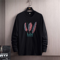 2021 cotton loose mens long sleeve T-shirt Korean version of cotton round neck mens fashion brand autumn base shirt clothes