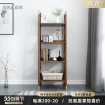 Full Solid Wood Bookshelf Day Style Furniture Modern Simple White Wax Wood Nordic Bookcase Brief Floor Trapezoid Shelve