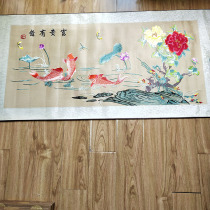 Qing Dynasty Xiang embroidery pure hand embroidery rich Yu Su Yuechuan finished living room hanging painting banner scroll antique antique