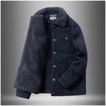Cotton coat men 2021 new autumn and winter mens tooling cotton padded jacket winter lamb plus velvet thickened wool collar