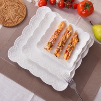 Jingdezhen home creative bone china butterfly relief flat plate Western tableware steak plate square dish set ceramic