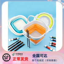 Square round silicone art folding bucket round wash pen bucket shabu pen holder gouache watercolor painting pigment art painting