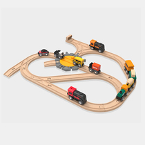 MITA rice sugar train toys imported logs environmental protection smart rail car Childrens early education puzzle splicing small train