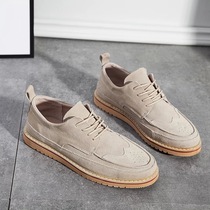 Mens Summer Arts Hong Kong Style Board Shoes British Joker Rafer Fur Breathable Carved Bullock Casual Apricot trendy shoes