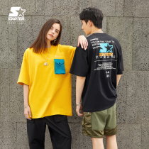 STARTER casual personality design sense small pocket crew neck short sleeves T-shirt men and women