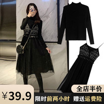Pregnant women autumn winter clothing 2021 new foreign style pregnant mother tide dress Chinese New Year two-piece fashion spring dress dress