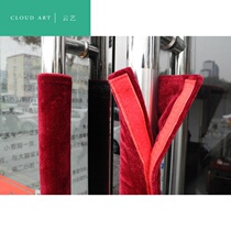 Both sides use flannel cloth to keep warm unit door handle gloves Glass Door Double Door Door Door Door handle protective cover cloth