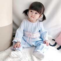 Korean childrens clothing baby jumpsuit spring and autumn warm Ha clothes Princess cute full moon climbing clothes female baby autumn clothes