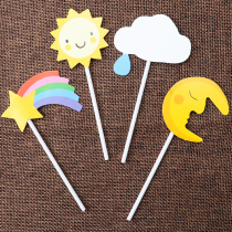 Sunflower Moon Rainbow Cake West Point Baking Decoration Plug-in Flag Rainbow Meteor Decoration Plug-in